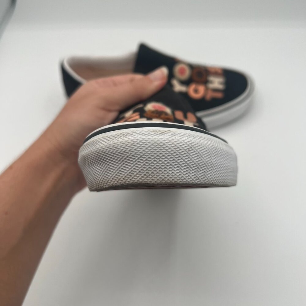 Vans Slip-On Sneakers "You Got This" Black Canvas Women’s Size 6 - Picture 9 of 11